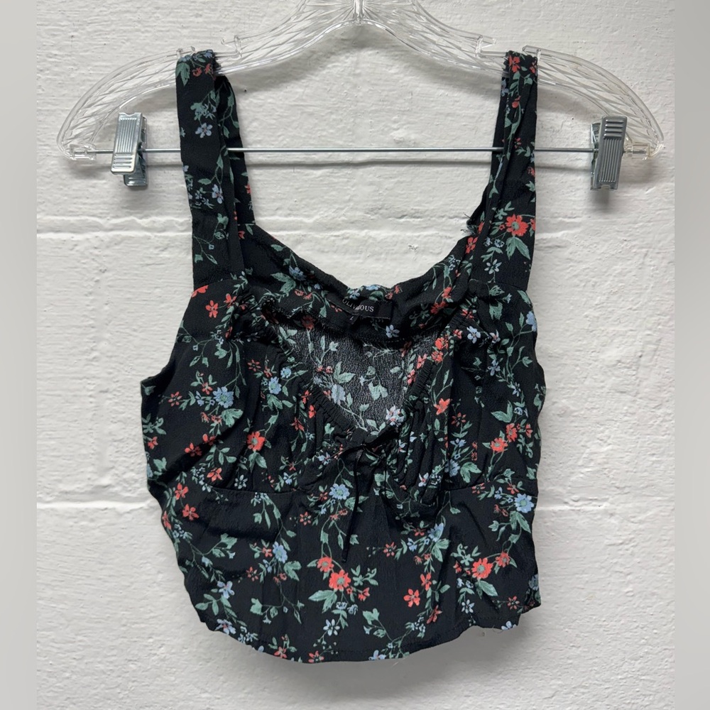 Olivaceous Floral Cropped Tank Top